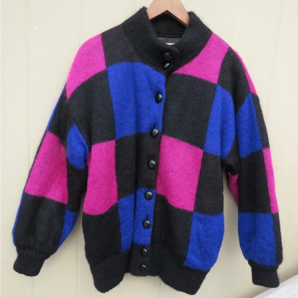 80s Vintage Enricodomani Warm Mohair Cardigan Jacket L